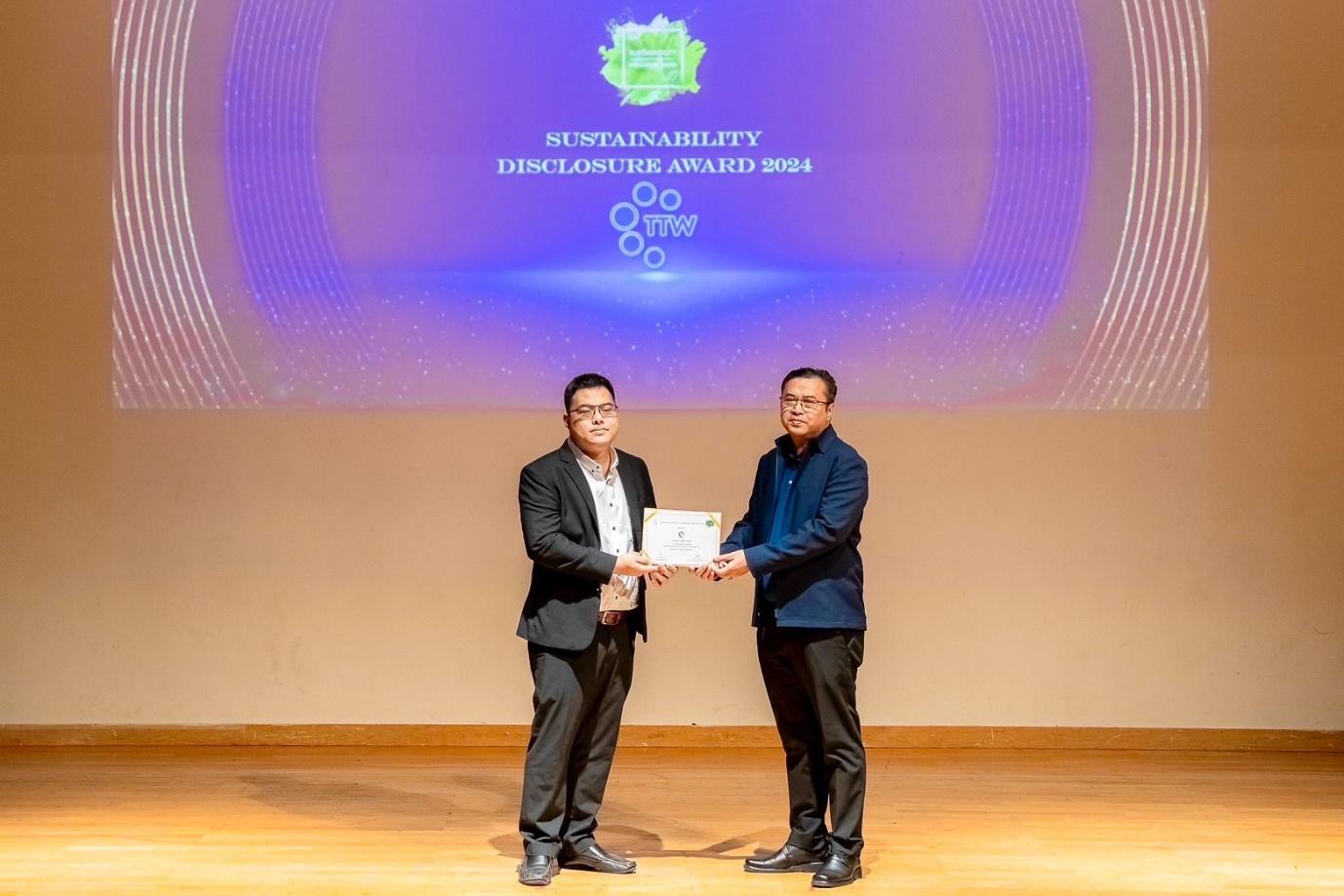 TTW รับรางวัลเกียรติคุณ Sustainability Disclosure Award 2024 ต่อเนื่องปีที่ 6
