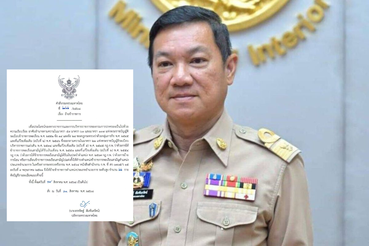 มหาดไทยสั่งย้าย 22 นายอำเภอจังหวัดใหญ่-ผู้อำนวยการ มีผลทันที 18 ส.ค.นี้