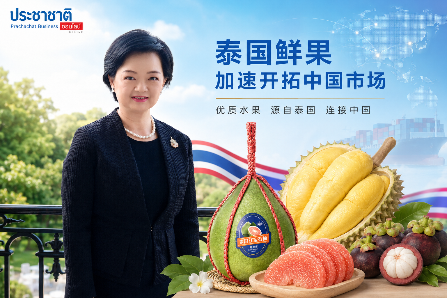 พาณิชย์ ดึง “ซันนี่ เกวลิน” บุกตลาดจีน ดันผลไม้ไทย ลุ้นส่งออกทุเรียนทะลุ 1 ล้านตัน